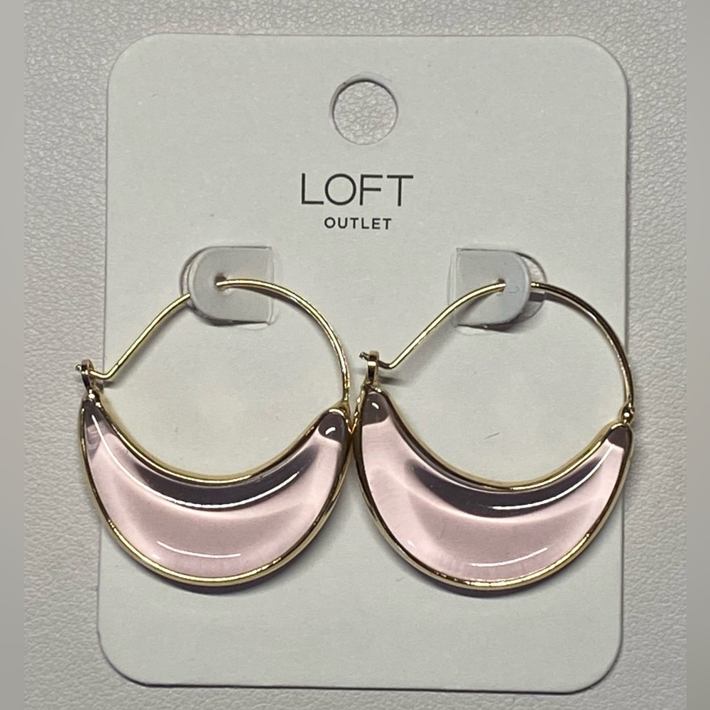 LOFT Pink and Gold Hoop Earrings